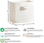 RUNKA Storage Cube Baskets - 3 Pack - 11 inch Square Baskets for Closet, Woven Bins - Ideal for Toy Storage | White - Image 2