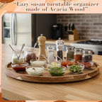 20'' Wood Lazy Susan for Countertop Acacia Large Turntable Rotating Serving Tray for Table Top Non Skid Kitchen Tray Revolving Condiment Spice Rack Table Organization Storage, Natural - Image 5