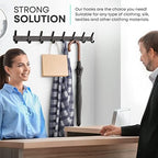 Coat Rack Wall Mount – 24 Inch Stainless Steel Hook Rail with 8 Double Coat Hooks for Hanging – Wall Mounted Entryway Organizer for Coats, Hats, Bags, Towels, Robes, Bedroom or Bathroom - Black - Image 5