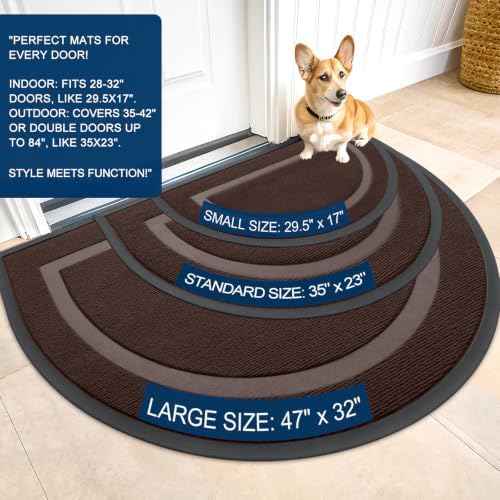 OLANLY Half Circle Front Door Mat Outside 59x34 All-Season Rubber Doormat - Image 2