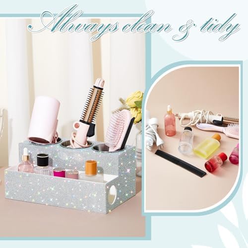 Honeydak Silver Rhinestone Hair Tool Holder for Dryer Curling Iron Combs - Image 5