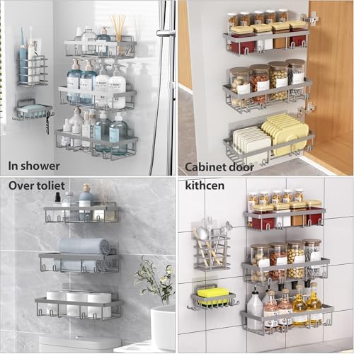 Liuoud 10 Pack Shower Caddy for Inside Shower, Grey Bathroom Storage Decor - Image 6