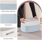 OIAHOMY 4 Pack Storage Basket, 13"x9"x7.8" Cotton Rope Baskets for Shelves, Closet Organizer for Bedroom & Living Room, Soft Decorative Bins for Organizing Towels, Books & Toys, Light Blue & White - Image 3