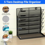 Legal/Letter Size 6 Tier Wall File Organizer,2-in-1 Wall Mounted&Desktop File Holder,2 Installation Methods Screws & Adhesive,Mesh Document Organizer with Label Plate for Home Office - Image 5