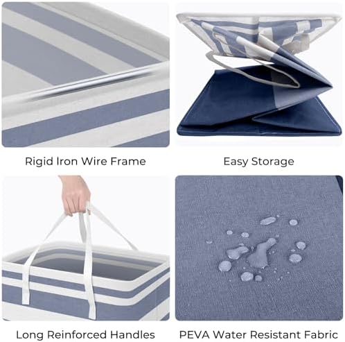 HomeHacks 2 Pack Laundry Baskets, Laundry Hampers Bags (Blue+Pink 75L) - Image 2