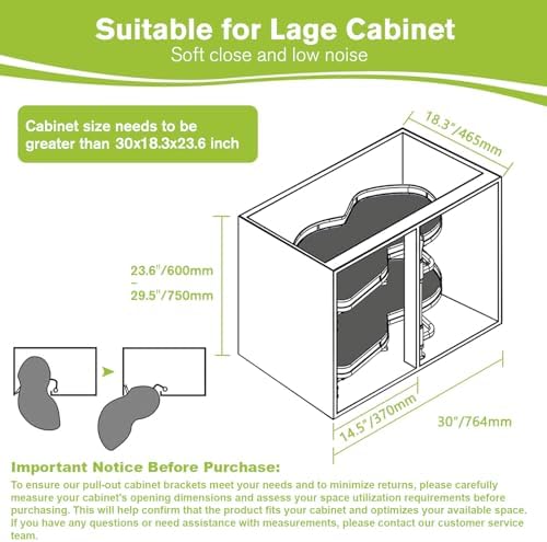 Blind Corner Cabinet Pull Out Organizer, Soft Close Swing Left Pull Out Cabinet Organizer 30inch, Corner Cabinet Lazy Susan for Cabinet Blind Shelf, 2 Tiers Tray, Adjustable Height - Image 2