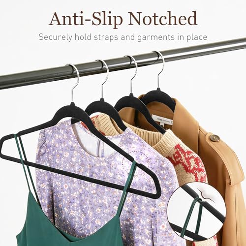 Velvet Hangers 200 Pack, 17.5" Non-Slip Clothes Hangers, Black - Image 4