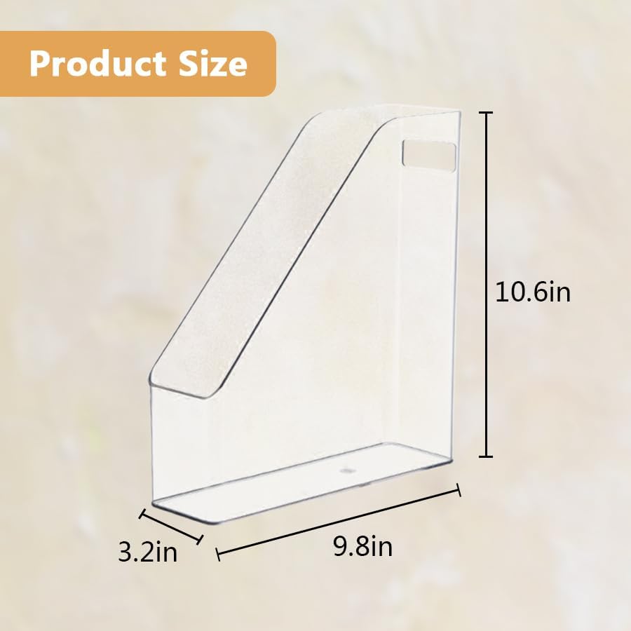 2 Pack Acrylic Magazine File Holder with Handle, Plastic Desk Organizer - Image 2