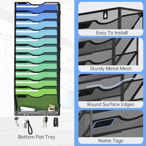 Kuntine.B Wall File Organizer Office Hanging Magazine Holder Wall File Organizer for Office Home - Image 3
