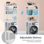 4 Tiers Over The Toilet Storage,Bathroom Organizers and Storage Shelves with Toilet Paper Holder and 9 Hooks,Toilet Rack for Cabinet Organizer,White - Image 6