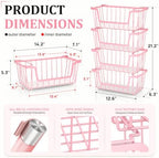 SUNALLY Stackable Storage Bins 6 Pcs Wire Baskets Freezer Organizer, Pink - Image 2