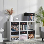 Bagnizer Storage Cubes, 4 Pack Linen Foldable Storage Bins (13 x 13 inch) with Clear Window and Handles, Fabric Organizer for Shelf Closet, Clothes, Books - (Gray and Black) - Image 5