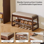 Aibiju Shoe Rack Bench with Cushion, 2 Tiers Wood Shoe Bench with Flip-Top Storage, 31.5in Shoe Rack for Entryway, Hallway, Walnut Color YD-WD061B - Image 4