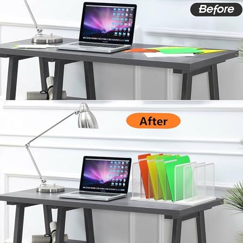 Kuntine.B 7-Section Upright Desk File Organizer White 1 Pack - Image 4