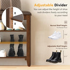 Taitiy Shoe Bench with 3 Tier Adjustable Shelves Rubberwood Entryway 39.4'' - Image 6