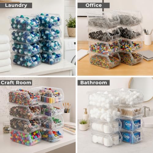 Sorbus Clear Stackable Storage Bins 8 Pack – Open Front Plastic Stackable Pantry Organizer Bins for Pantry Snack Organizer, Closet, Garage & Office, 5.5"W x 11"D x 5"H - Image 2