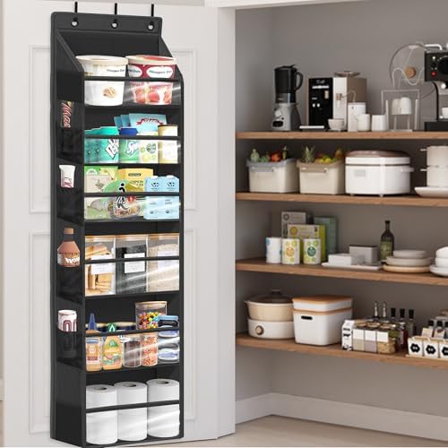Over Door Organizer with 6 Extra Large Pockets 12 Side Pockets, Sturdy Closet Storage Rack, Hanging Storage Organizer with Clear Window for Shoes, Diaper, Bedroom, Bathroom, Black, 4-Pack - Image 4