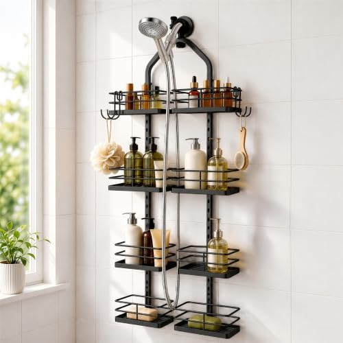 4-Tier Hanging Shower Caddy for Handheld Showerhead, Matte Black by YTYLSJ