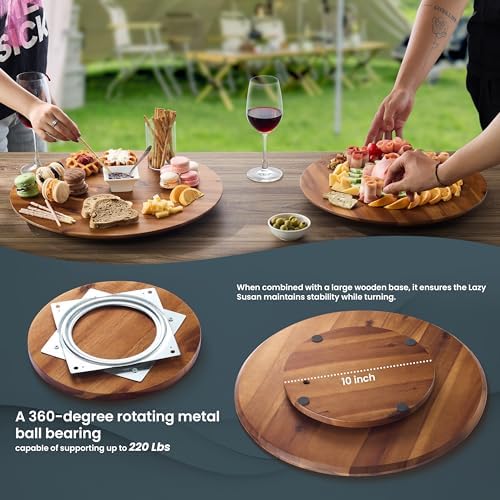 TIDITA 16" Wooden Lazy Susan Organizer for Tabletop 360° Rotation, No Rim - Image 2