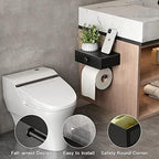 VOLDRA Toilet Paper Holder with Shelf Black Wipes Dispenser for Bathroom Toilet Paper Holder with Storage Upgrade Drawer Design Toilet Tissue Holder Adhesive Small Bathroom Shelf Wall Mount - Image 3