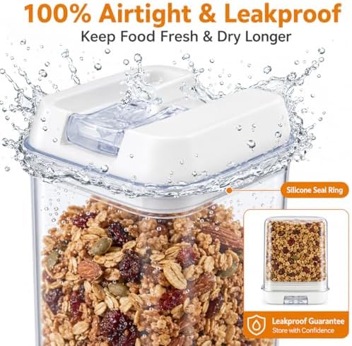 7-Piece Airtight Food Storage Containers with Lids, Clear Stackable Pantry Organization Set for Flour, Sugar, Cereal, Snacks and Kitchen Storage - Image 3