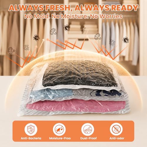 18 Pack Travel Vacuum Storage Bags for Clothing with Rechargeable Electric Pump, Compression Packing Bags for Luggage and Suitcase, Space Saver Seal Bags for Clothes Travel Essentials - Image 5
