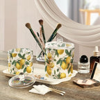 Lemon Slice Flowers Qtip Holder Waterproof Dustproof Apothecary Jars with Lids For Bathroom Cotton Swabs Makeup Sponges Floss Picks Bath Salts 2 Pack - Image 5