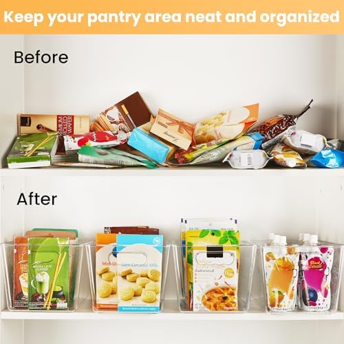 YIHONG Clear Pantry Storage Organizer Bins, 20 Pack Plastic Food Storage Bins with Handle for Kitchen,Refrigerator, Freezer,Cabinet Organization and Storage - Image 3