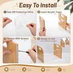 Marsui 3 Tier Desk Paper File Organizer, Bamboo & Acrylic Letter Tray - Image 4