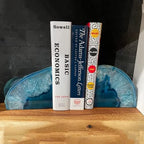 JIC Gem Teal Agate Geode Heavy Duty Bookends 1 Pair 6-8 Lbs Shelf Decor - Image 5