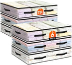 6 Pack Under Bed Storage Bags, 75L Foldable Clear Containers with Handles by Unknown