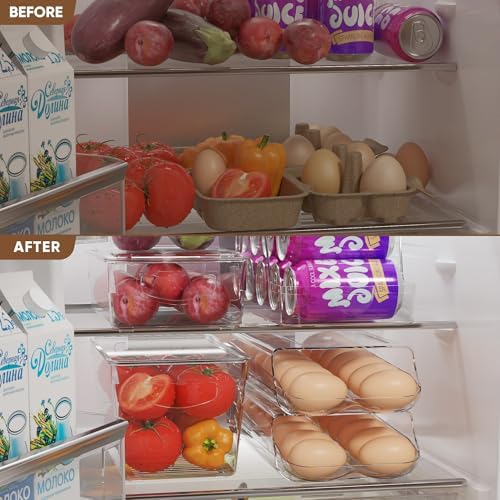 theaoo Egg Holder for Fridge, Automatic Rolling Egg Container, Clear, 3Pack - Image 6