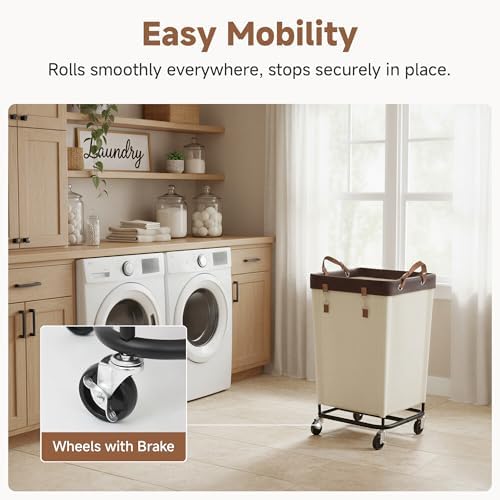 StorageWorks 160L Laundry Basket with Wheels, Rolling Hampers for Clothing - Image 4
