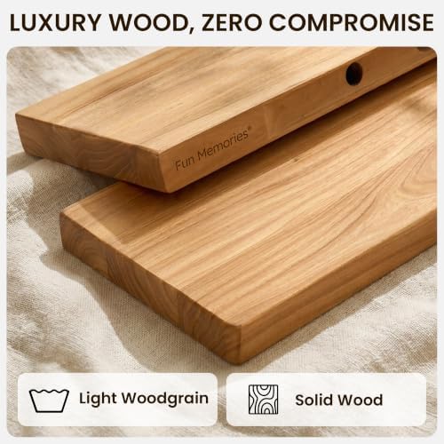 Fun Memories Floating Shelves for Wall, Live Edge 32" W x 9.3" D x 1.5" H Wood Floating Shelf, Set of 2 with Invisible Heavy-Duty Metal Bracket, Deep Floating Shelf for Living Room Kitchen, Natural - Image 3