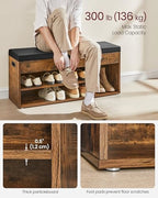 VASAGLE Storage Bench with Cushion, Shoe Bench, 11.8 x 39.4 x 17.3 Inches - Image 4