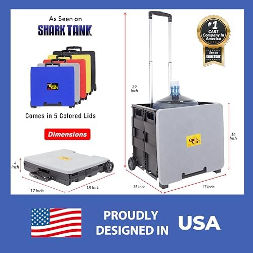 dbest Products Quik Cart Standard Collapsible Rolling Crate - Gray Lid - Image 4
