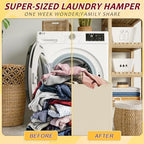 195L Laundry Hamper 3 Section,Large Laundry Hamper with Lid,Dirty Clothes Hamper with 3 Inner Bags,Collapsible Laundry Basket Organizer for Laundry Room,Bedroom,Laundry Sorter Hamper 3 Compartment - Image 5