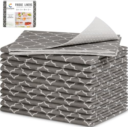 Cooyes 12 Pack Refrigerator Shelf Liners for French Door Fridge, 17.7" × 36" Extra Large, Non-Slip Fridge Mats Machine Washable, Refrigerator Drawer Liner for Glass Shelves Kitchen Cabinet by Cooyes