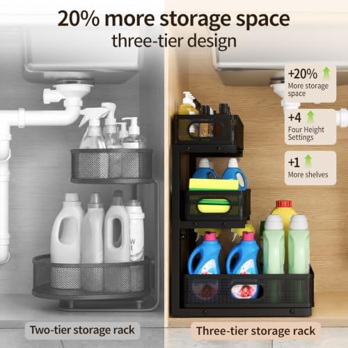 Three-Tier Under Sink Organizer Kitchen Bathroom, Mesh, 1 Pack - Image 3