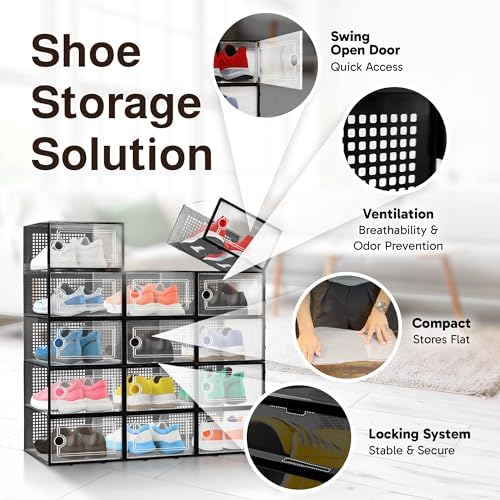 Reli. Shoe Box (14 Pack) | Clear Storage Shoe Box Stackable & Compact - Image 5
