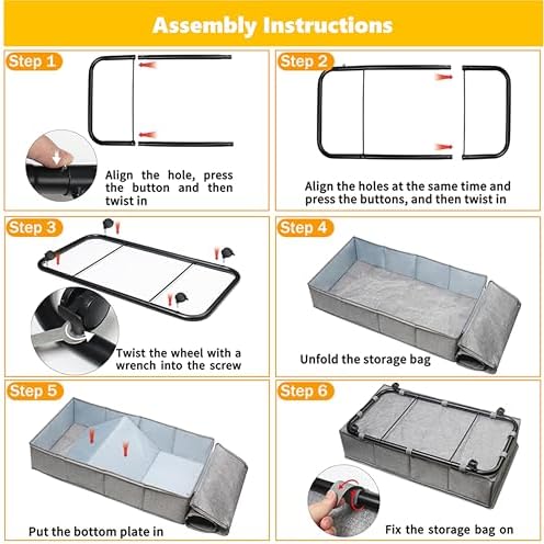 Large Sturdy Under Bed Storage with Wheels, 2 Pack 50L Rolling Underbed Storage Bins, Under Bed Containers Drawer with Metal Bottom Support, Bedroom Organizer with Lids for Clothes, Shoes, Blankets - Image 6
