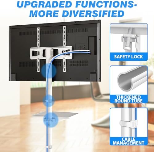 Rfiver Mobile TV Stand for 23-65 Inch Flat/Curved TVs up to 88 lbs White - Image 6