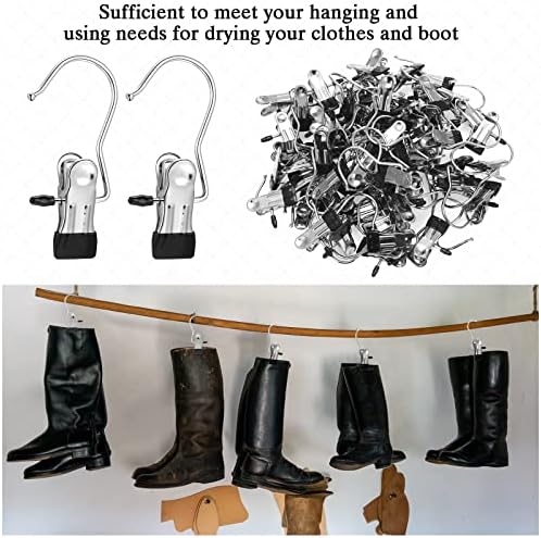 Yinder Boot Hangers Clips Laundry Hooks Hanging Stainless Steel Clothes Pins Portable Hangers for Closet Travel Socks Pants Handbags Hats Towels(Black,350 Pcs) - Image 4