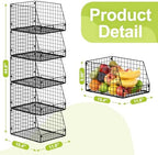 5 Pack XXL Stackable Wire Storage Basket, Extra Large Capacity Pantry Organizer and Storage, Muti-Purpose for Fruit Vegetable Basket & Toy Bin & Snack Organizer - Image 7