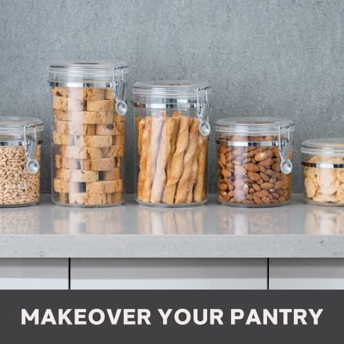 Oggi 4pc Clear Canister Set with Clamp Lids Airtight Containers in Sizes Ideal for Kitchen & Pantry Storage of Bulk, Dry Foods Including Flour, Sugar, Coffee, Rice, Tea, Spices & Herbs - Image 3