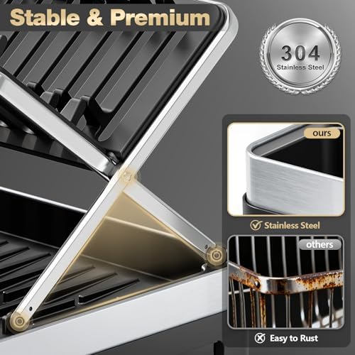 Urakify Large Stainless Dish Drying Rack for Kitchen Counter, Black - Image 6