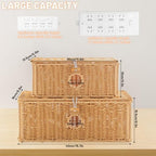 2 Pcs Handmade Cable Management Boxes Rattan Cable Organizer Large & Medium Cord Hider Organizer Boxes Power Strip Boxes Locked Cover with 2 Open Slots for Home and Workplace - Image 4