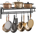 CHOEZON Hanging Pot Rack, Wall-Mounted Pot Rack, Kitchen Cookware Organizer, Metal Pot and pan Organizer Holder, for Cookware, Utensils Organization, Black TPR38BB by Choezon