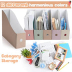 Colarr 36 Pack Cardboard Magazine Holder 12 Colors Magazine File Holder Magazine Storage Box Office Folders Organizer File Folder Bin for Home Office School Desk Supplies (Classic Colors) - Image 3