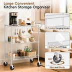 3-Tier Kitchen Storage Cart with Wheels, Rolling Utility Cart - Image 4